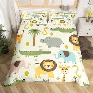 Nursery Cute Wild Animals Bedding Set for Girls Boys Child Kids Cartoon Lion Gir - Picture 1 of 6