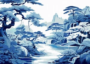 Giant Chinese Bonsai Forest CROSS STITCH DESIGN - Inc Full Pattern Keeper File - Picture 1 of 9