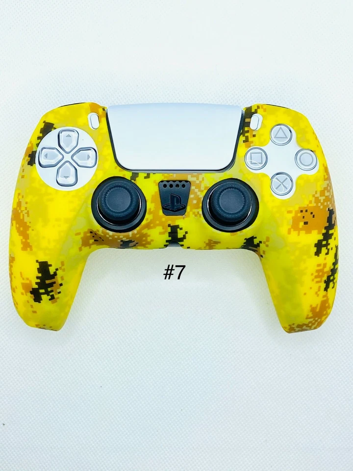 Yellow Digital Camo Gaming Skin Rubber Case Cover Sony PS5 Dualsense Controller  - Image 1 of 1
