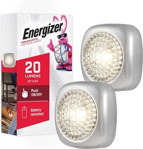 Energizer LED Tap Light, 2 Pack, Silver, Battery Operated, Wireless Lights, Stic - Picture 1 of 6
