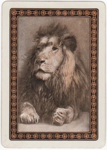 Cartas de Juego 1 Tarjeta de Juego Única Antigua Antigua Ancha LEÓN Retrato Pintura Naipe - Imagen 1 de 3