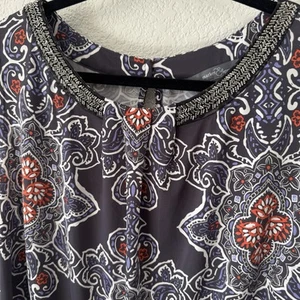 Women’s 3x Sleeveless Blouse with Beading Market And Spruce Tank Top Blue Orange - Picture 1 of 6