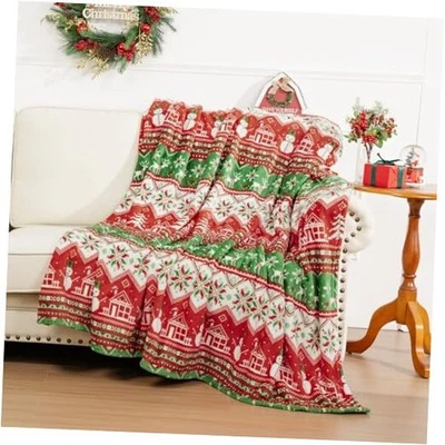 Suave Acogedora Manta de Navidad, Rojo y Verde Navidad Vellón Difuso 80"x60" Foto 1 de 4