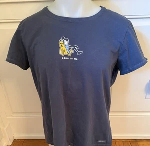 Life Is Good Maglietta Vintage Crusher Donna XL Blu Appoggiarsi a Me Cane Grafica - Foto 1 di 5
