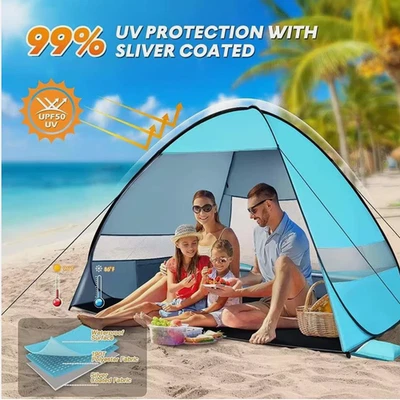 Tienda de playa emergente parasol refugio camping pesca toldo tiendas instantáneas al aire libre Foto 1 de 4