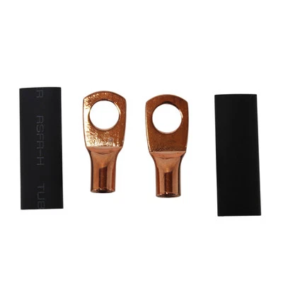 Pair of 1/4 Inch Solder Style Copper Ring Terminal Lugs w/ 8 Gauge Heatshrink - Image 1 of 3