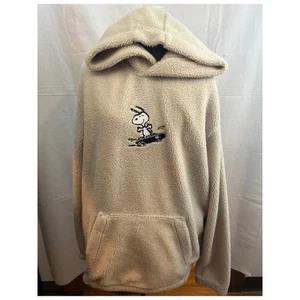 H&M Peanuts Snoopy Skateboarding Cream Fleece Hoodie Size M HTF - Picture 1 of 5