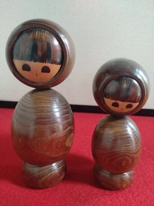 Hideo Ishihara Kokeshi Doll Set Of 2 Large And Small No Box Used - Picture 1 of 9