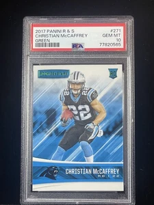 Panini Rookies & Stars #271 2017 Christian McCaffrey verde RC *Hot Gem Pop 6* - Imagen 1 de 5