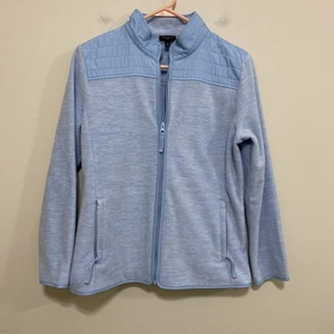 Talbots Mp Fleece Jacket Full Zip Pockets Blue Polyester Long SLeeve - Picture 1 of 5