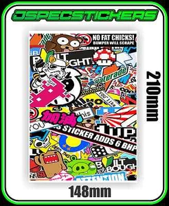 STICKERBOMB SHEET PRINTED VINYL DRIFT JDM WRAP STICKER BOMB RC DECAL A5 CAR - Picture 1 of 4