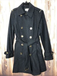 Abrigo Michael Kors Mujer Largo Doble Pecho Chaquetón/Chaqueta Talla 10 Carbón $299 - Imagen 1 de 9