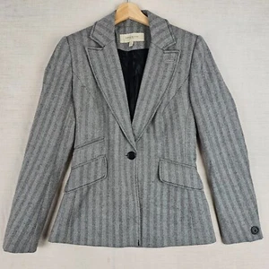 Giacca blazer donna Karen Millen UK8 grigio 100% lana spina di pesce sartoriale elegante - Foto 1 di 14