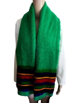 Vintage Yves Saint Laurent YSL  Green Multi-colored Striped Scarf Rive Gauche  - Image 1 of 4