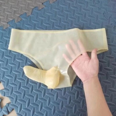 Transparent Latex Rubber Men's Shorts with Penile sheath Underwear Fetish BDSM - Image 1 of 4