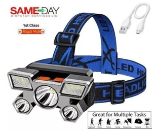 LED Head Torch Rechargeable Headlamp COB Motion Sensor Waterproof Light - Picture 1 of 12