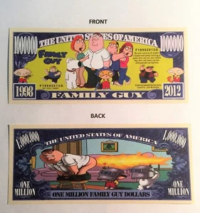 RARE: Family Guy $1,000,000 Novelty Note, Cartoons Buy 5 Get one FREE - Picture 1 of 4