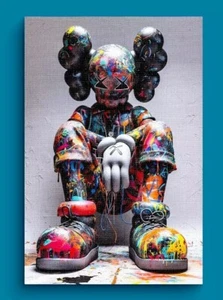KAWS HYPEBEAST Graffiti Clown Street Art Canvas Print Urban Pop Wall Decor - A3 - Picture 1 of 5