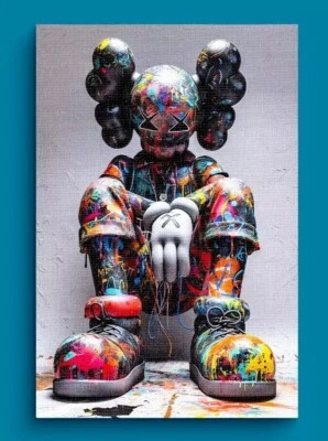 KAWS HYPEBEAST Graffiti Payaso Arte Callejero Impresión en Lienzo Urbano Pop Decoración de Pared - A3 Foto 1 de 4