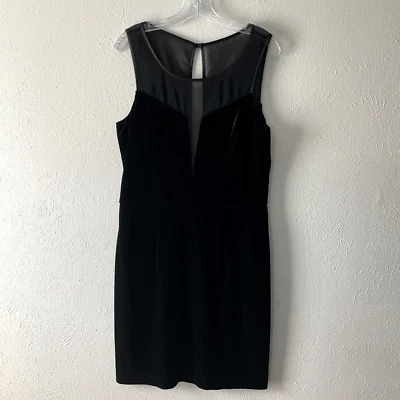 Vestido Frederick's of Hollywood para mujer XL negro terciopelo malla transparente cuello en V profundo cremallera Foto 1 de 4