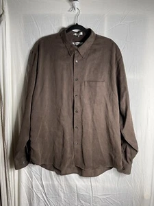 Geoffrey Beene Men's Long Sleeve Shirt Sz XXL 18-18.5 Brown 100% Polyester Soft! - Picture 1 of 7