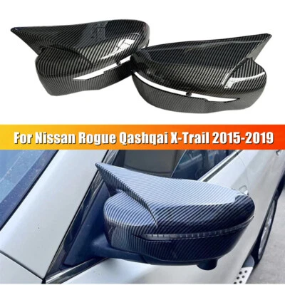 Capa espelhada estilo chifre de fibra de carbono 2015-2019 para Nissan Rogue Qashqai X-Trail 2015-2019 - Imagem 1 de 4