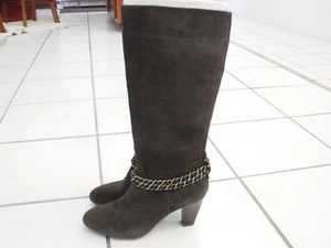 Connie Cecelia Brown Leather Suede High Heel Boots Women's 9.5M - Picture 1 of 8