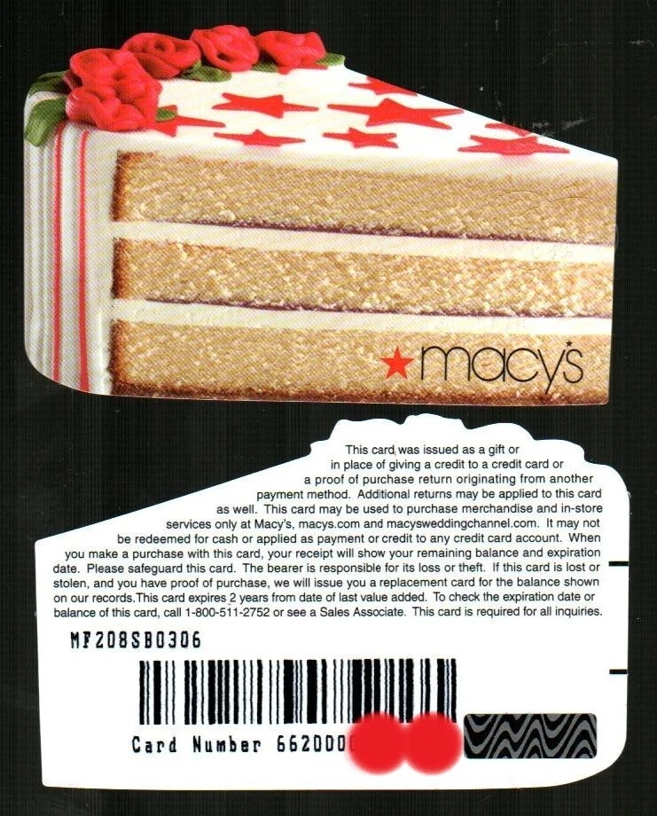 MACY'S Slice of Cake ( 2006 ) Die-Cut Gift Card ( $0 ) V2 - Image 1 of 1