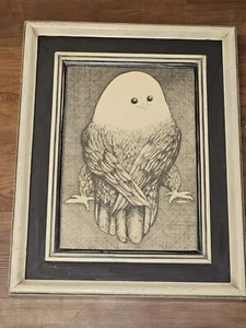 Vintage Bald Eagle Art Signed Y. Davis In Shadow Box Frame - Picture 1 of 11