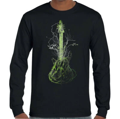 Green Guitar Tree Mens Funny Guitarist T-Shirt Top Electric Bass Acoustic Amp - Image 1 of 4