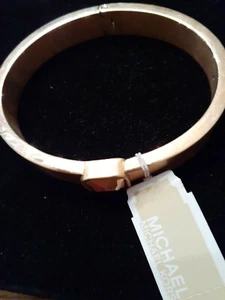 Michael Kors rose gold colored hinged bracelet with metallic faceted square ston - Picture 1 of 4
