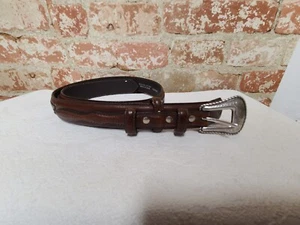 Cinturón de cuero occidental marrón Nacona talla 32 hebilla plateada I - Imagen 1 de 8