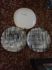 EDWIN KNOWLES EBONETTE MID MOD 50'S SET OF 3 DINNER PLATES  10 1/2"