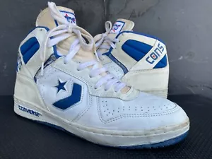 Converse Cons Hi Top White Leather Vintage Sneakers NBA Made in Korea Sz 12.5 - Picture 1 of 9
