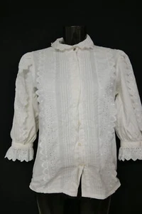 Gr.36 Trachtenbluse weiß Bluse für Dirndl Alphorn mit Spitze Stickerei TB10127 - Bild 1 von 4