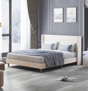 Queen Size Modern Platform Bed Frame with Upholstered Headboard, Easy Assembly - Picture 1 of 6
