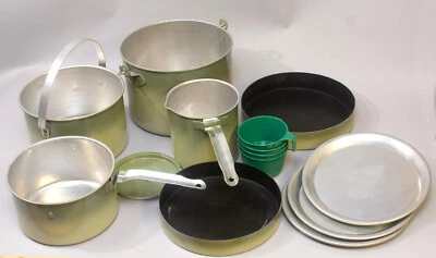 CAMPING Nesting MESS KIT aluminum Palco Used Vintage 9-piece - Image 1 of 4
