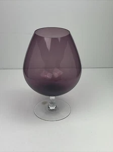 Vintage Empoli Deep Purple Optic Hand Blown Glass Brandy Snifter 9" - Picture 1 of 9
