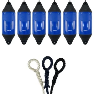 6 x HURRICANE Vortex Boat Fenders: Royal Blue PM05 - FREE SPLICED END 10MM ROPE - Picture 1 of 2