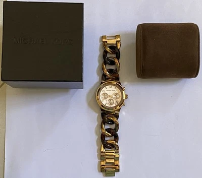 RELOJ ALMOHADA Y CAJA 3 PIEZAS MICHAEL KORS PASARELA MK4269 TONO ORO ROSA TORTUGA TWIST Foto 1 de 4