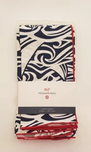 NEW Vineyard Vines Target Set 4 Cloth Napkins Navy White Red Sailboats Waves  - Picture 1 of 5
