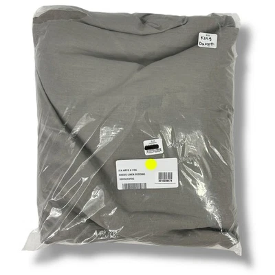 Hardware de restauração herança italiana 100% linho capa de edredom cinza nevoeiro - Imagem 1 de 4