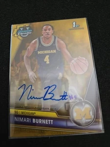 Nimari Burnett 2023-24 Bowman Chrome U Auto Gold Refractor 26/50 Michigan - Bild 1 von 3