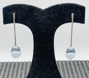 Pendientes colgantes de cristal azul de plata de ley Baccarat Francia - Imagen 1 de 6