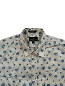 Simon Carter Men’s Cream Floral Pattern Slim Fit Long Sleeve Shirt - Size Large - Picture 1 of 10