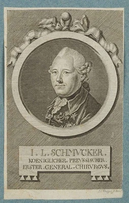 J. KRÜGER (1733-1791), Preuß. Militärarzt J. L. Schmucker, Kupferstich Realismus - Bild 1 von 4