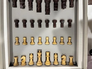 RC MAGNETIC CHESS SET 3" KING WITH INLAYED CHESSBOARD 1.5" SQ. MADE IN FRANCE - Picture 1 of 5