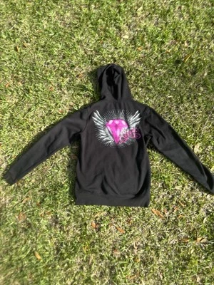 SoCal No Fear diamond Grunge Y2K 2000s Rhinestone Angel Wings Hoodie - Image 1 of 4