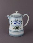 Antike emaillierte Kaffeekanne mit Blumendekor