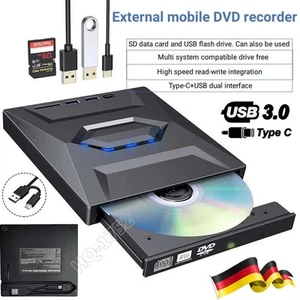 Externes DVD Laufwerk USB 3.0 Typ C Brenner CD DVD-RW Brenner für PC Laptop Mac - Bild 1 von 12